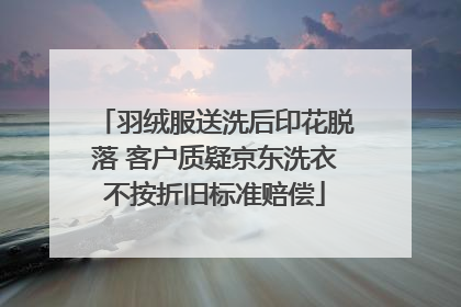 羽绒服送洗后印花脱落 客户质疑京东洗衣不按折旧标准赔偿