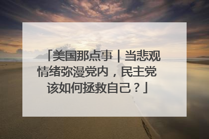 美国那点事｜当悲观情绪弥漫党内，民主党该如何拯救自己？