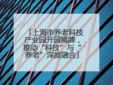 上海市养老科技产业园开园揭牌，推动“科技”与“养老”深度融合