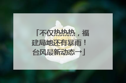 不仅热热热，福建局地还有暴雨！台风最新动态→