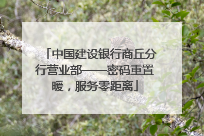 中国建设银行商丘分行营业部——密码重置暖，服务零距离