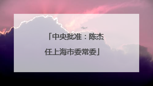 中央批准：陈杰任上海市委常委