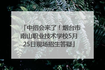 中招会来了！烟台市南山职业技术学校5月25日现场招生答疑
