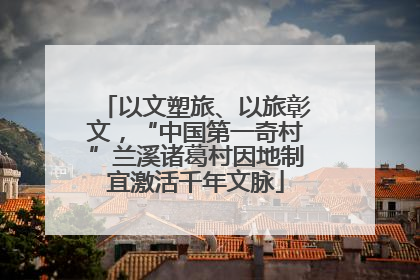 以文塑旅、以旅彰文，“中国第一奇村”兰溪诸葛村因地制宜激活千年文脉