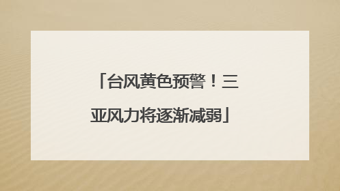 台风黄色预警！三亚风力将逐渐减弱