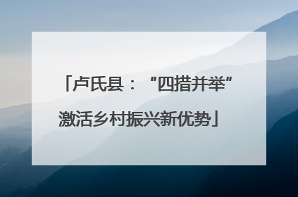 卢氏县：“四措并举”激活乡村振兴新优势