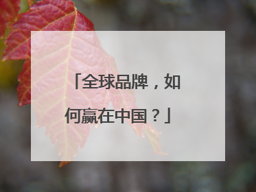全球品牌，如何赢在中国？