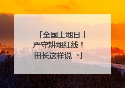 全国土地日丨严守耕地红线！田长这样说→