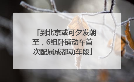到北京或可夕发朝至，6组卧铺动车首次配属成都动车段
