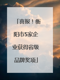 喜报！衡阳市5家企业获得省级品牌奖项