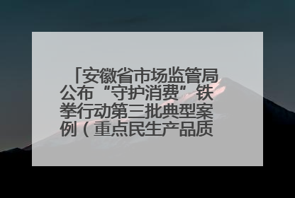 安徽省市场监管局公布“守护消费”铁拳行动第三批典型案例（重点民生产品质量专刊）