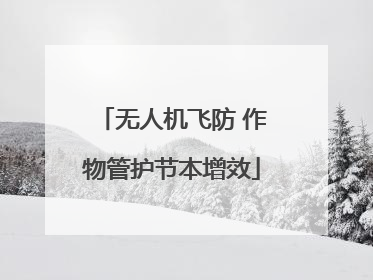 无人机飞防 作物管护节本增效