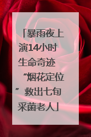 暴雨夜上演14小时生命奇迹 “烟花定位”救出七旬采菌老人