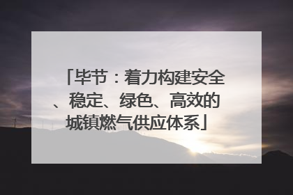 毕节：着力构建安全、稳定、绿色、高效的城镇燃气供应体系