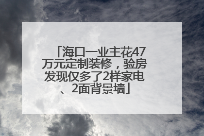 海口一业主花47万元定制装修，验房发现仅多了2样家电、2面背景墙