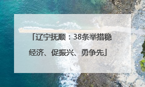 辽宁抚顺：38条举措稳经济、促振兴、勇争先