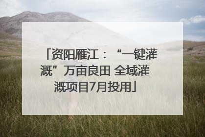 资阳雁江：“一键灌溉”万亩良田 全域灌溉项目7月投用