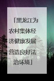 黑龙江为农村集体经济健康发展营造良好法治环境